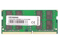 Grünes Laptop-Speicher-RAM-Modul mit Etikett und Barcode, gezeigt auf weißem Hintergrund.