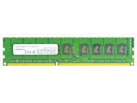 Grünes Computerspeicher-RAM-Modul mit Etikett und mehreren schwarzen Chips auf einer Leiterplatte.