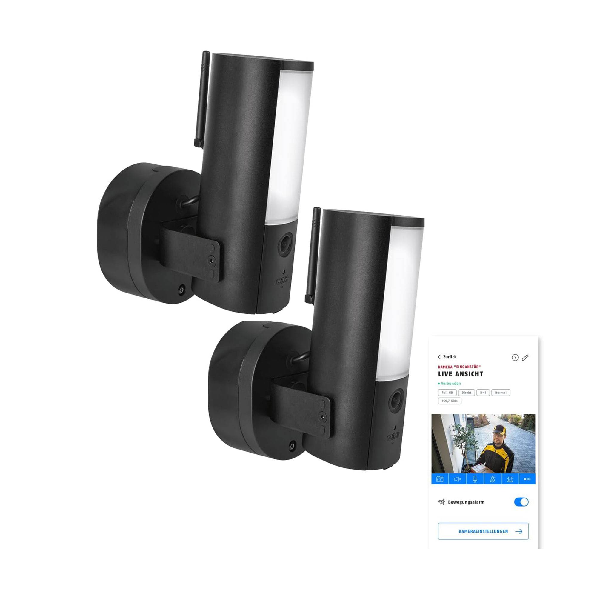 ABUS PPIC46520 WLAN Licht Kamera für den Außenbereich - ALARM - LED - 2er Set