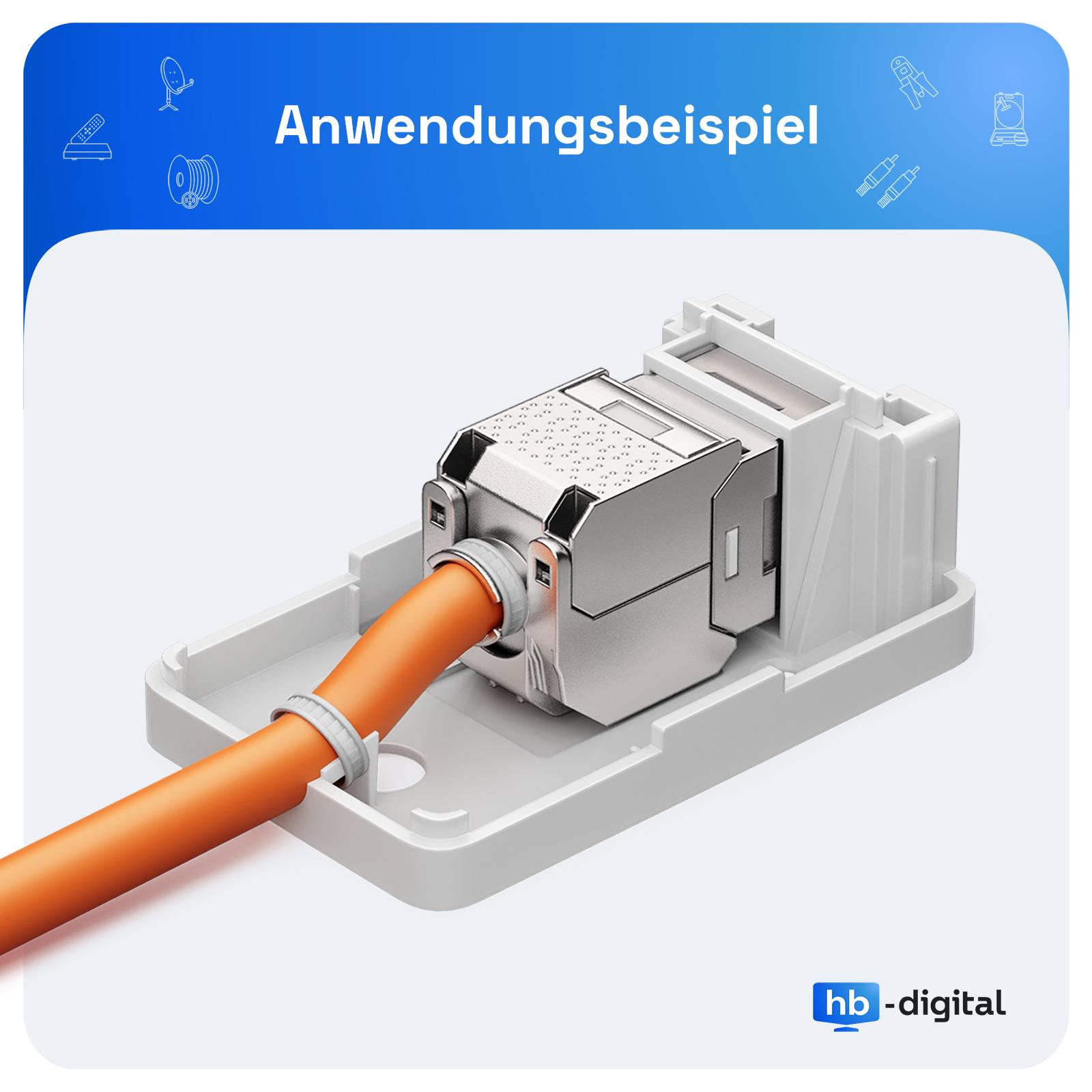 hb-digital Set Anschlussbox 1-Port Keystone Module CAT 7