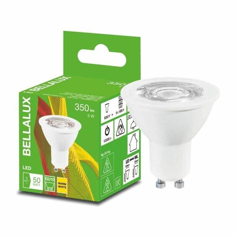 10er Pack Bellalux LED GU10 PAR16 5W = 50W Reflektor 36° 350lm 230V Warm 2700K