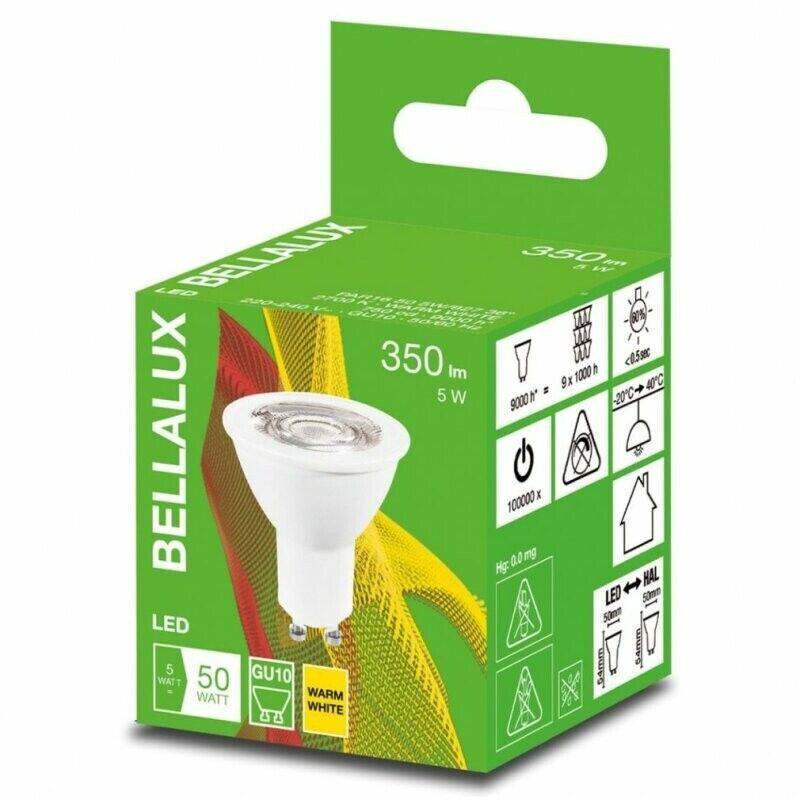 10er Pack Bellalux LED GU10 PAR16 5W = 50W Reflektor 36° 350lm 230V Warm 2700K