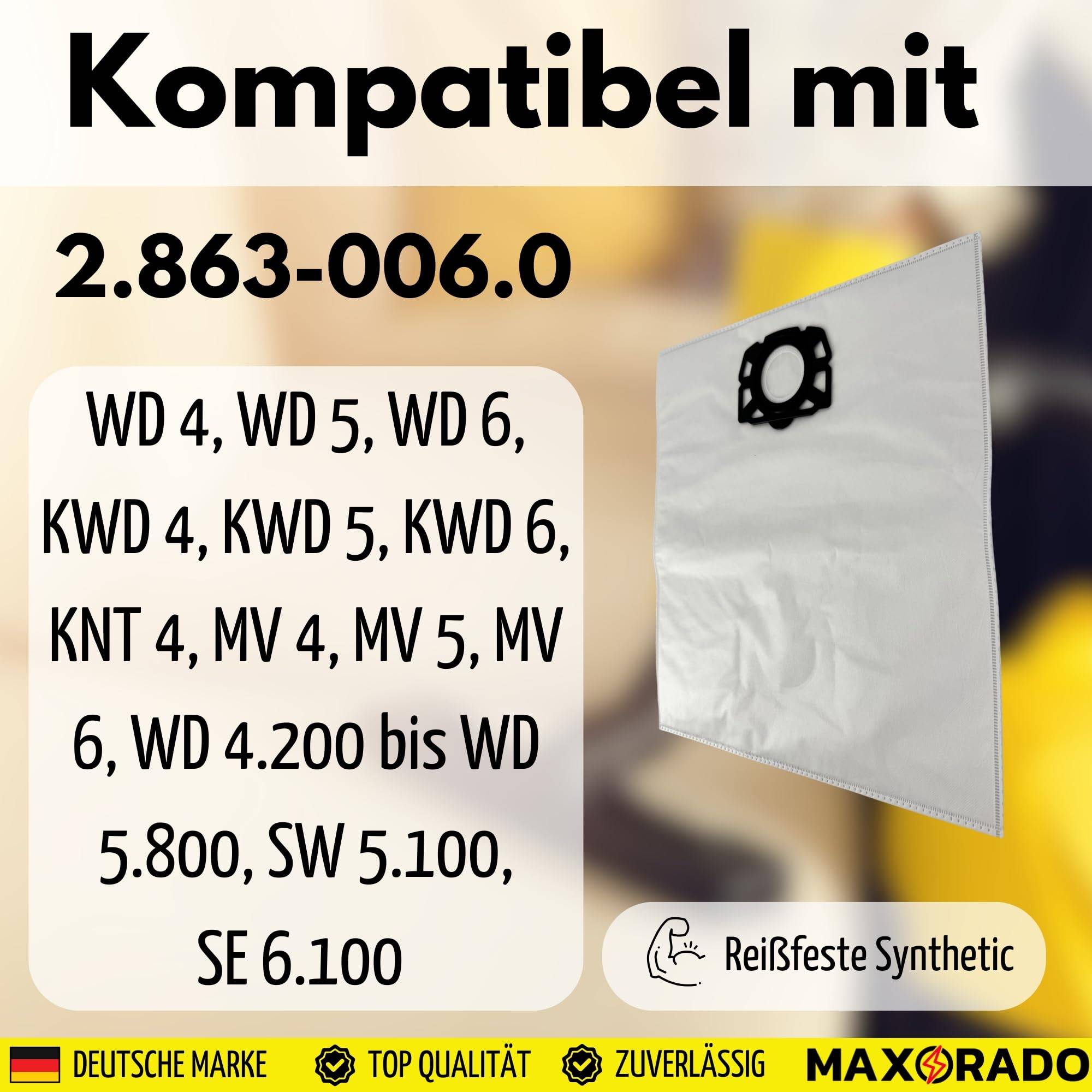 10 x Staubsaugerbeutel für Kärcher MV4 MV5 MV6 WD4 WD5 WD6 2.863-006.0