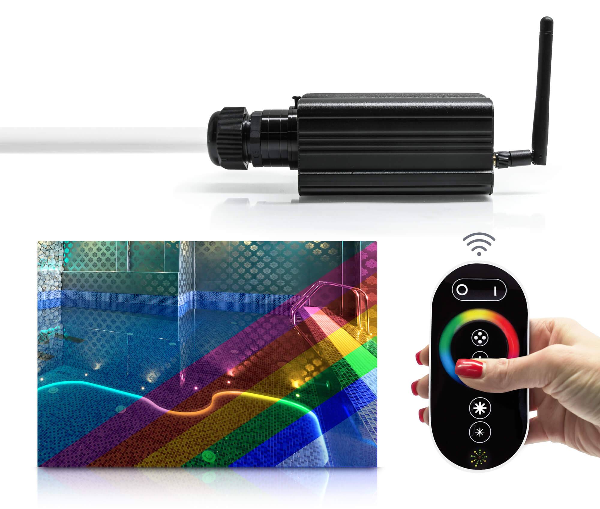 LED Universum Lichtgenerator für Lichtwellenleiter RGB mit FFB und Netzteil 16W