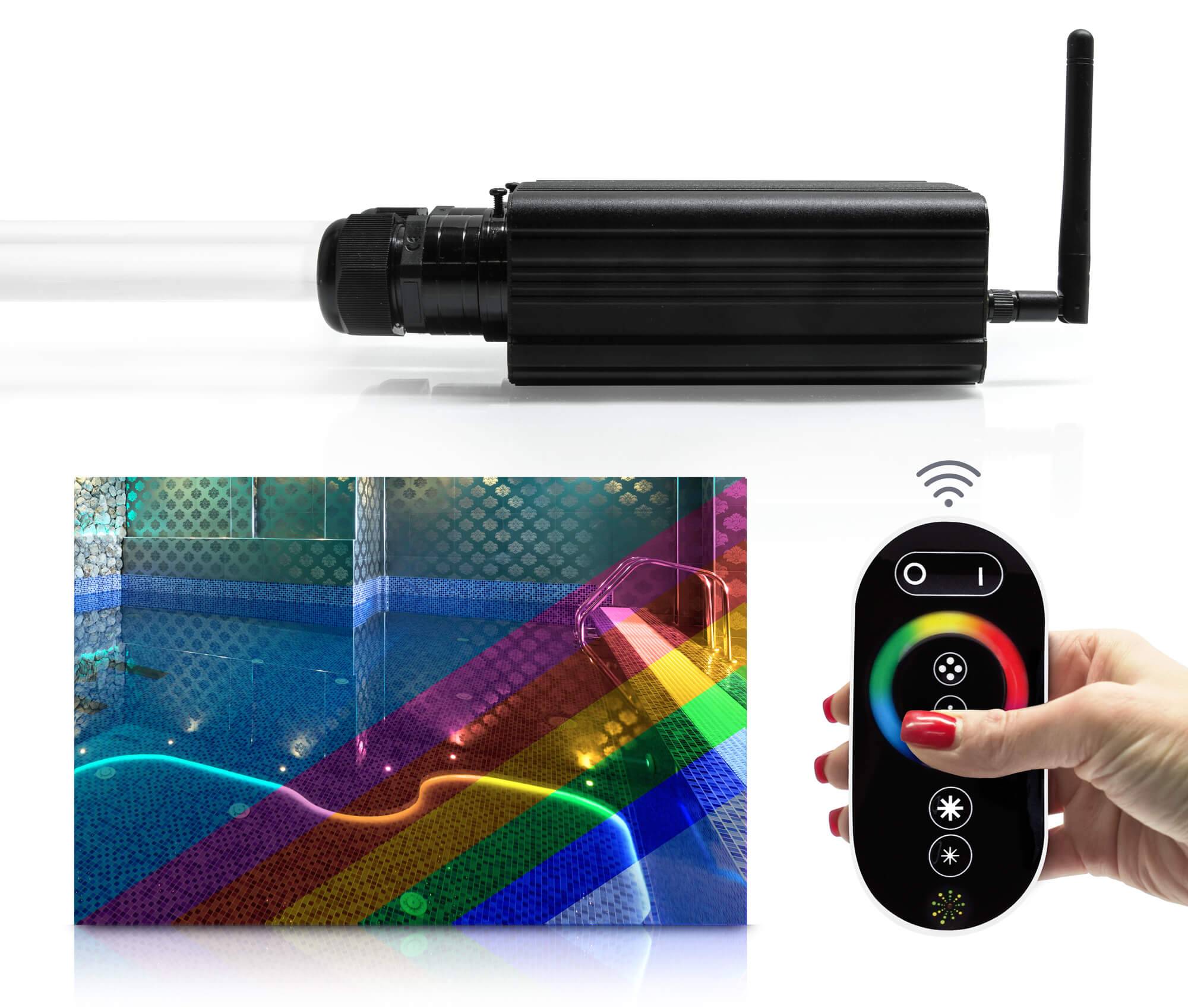 LED Universum Lichtgenerator für Lichtwellenleiter RGB mit FFB und Netzteil 32W