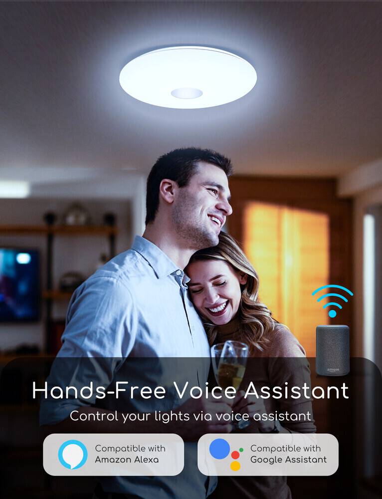 LED Universum LED Deckenleuchte rund weiß 18W CCT 3000-6500K 1300lm Ø340x80mm SmartHome App WiFi Google Alexa