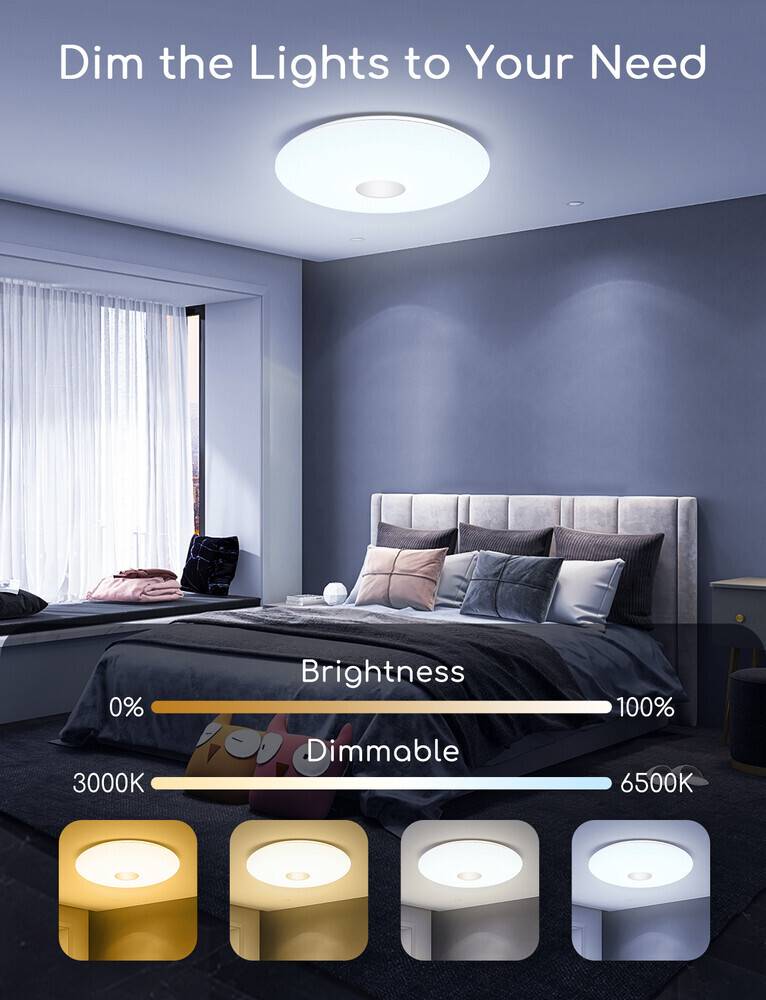 LED Universum LED Deckenleuchte rund weiß 18W CCT 3000-6500K 1300lm Ø340x80mm SmartHome App WiFi Google Alexa
