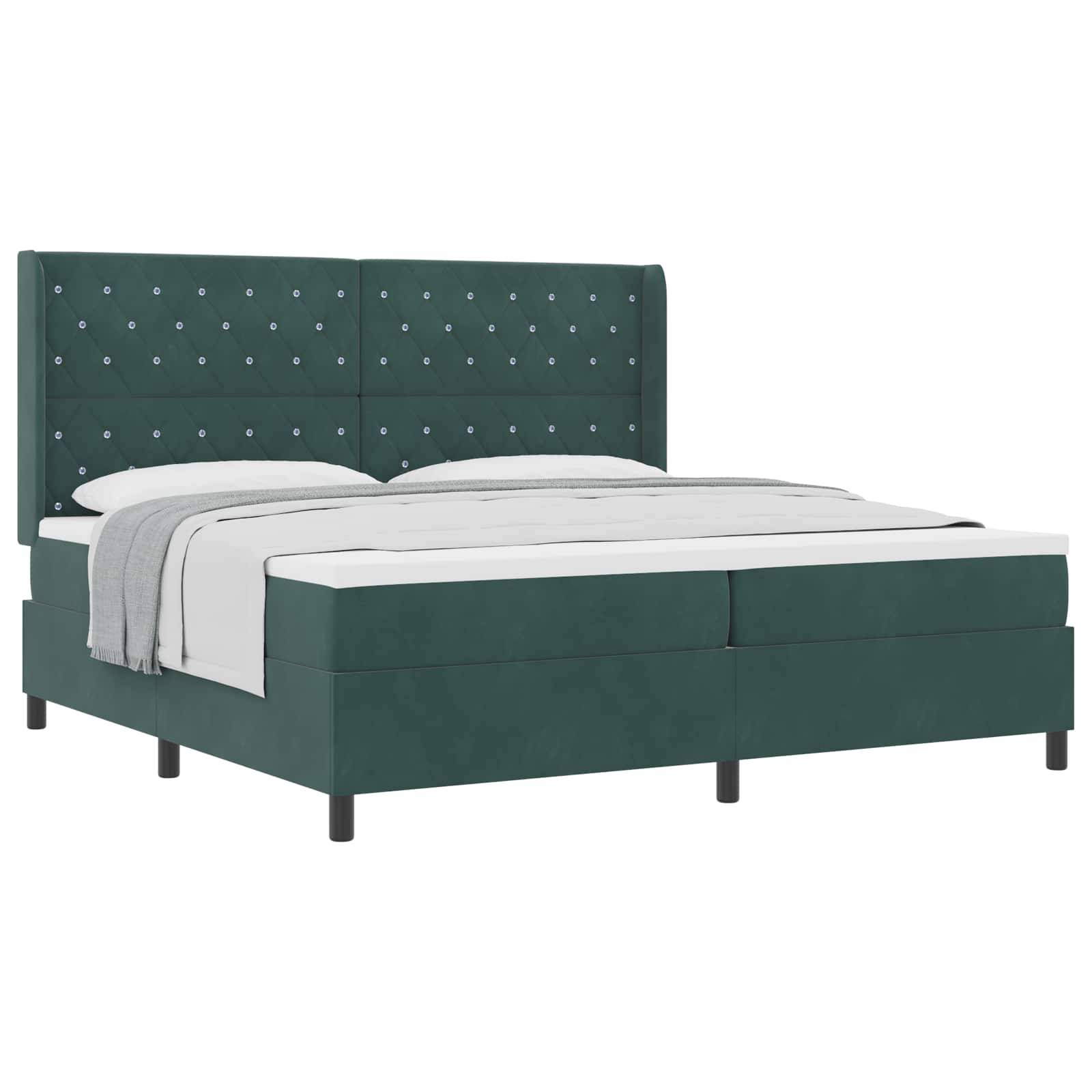 vidaXL Boxspringbett mit Matratze Dunkelgrün 200 x 200 cm Samt