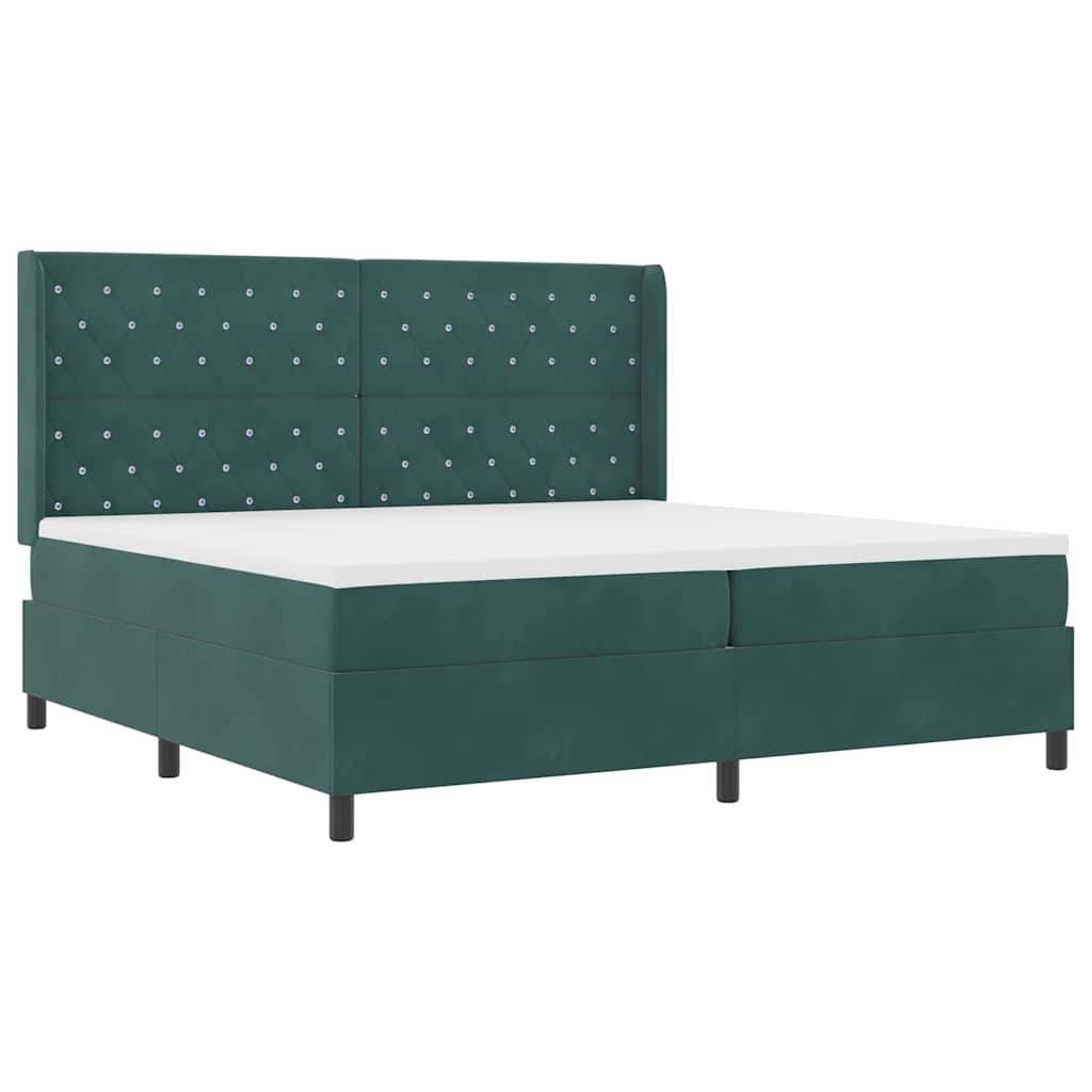 vidaXL Boxspringbett mit Matratze Dunkelgrün 200 x 200 cm Samt