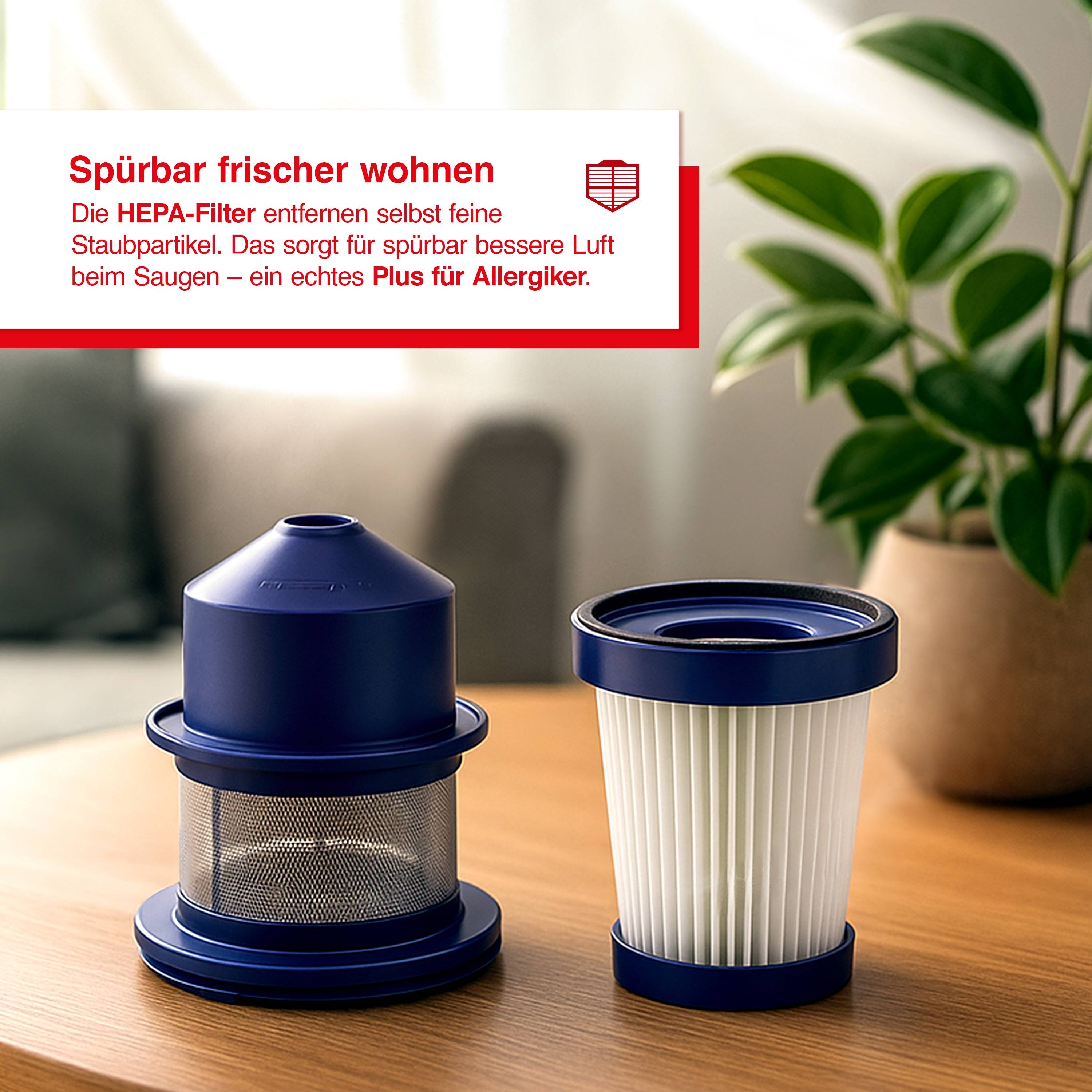 Solis Akku Staubsauger, LED Bodenbürste, verstellbar, 350 W, 1000 ml