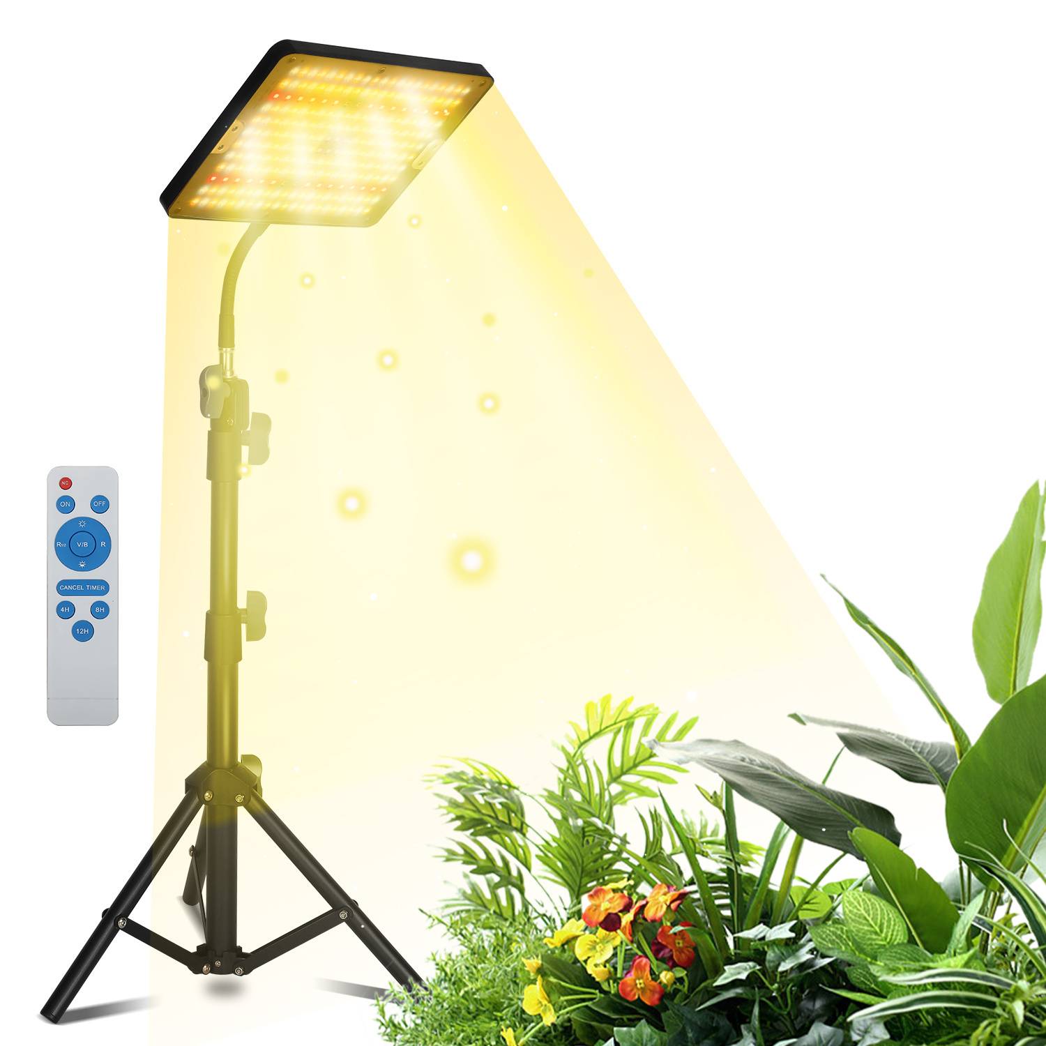 25W mit Ständer Pflanzenlampe Vollspektrum Pflanzenlicht Zimmerpflanzen Wachstumslampe Grow Lampe 77-130cm