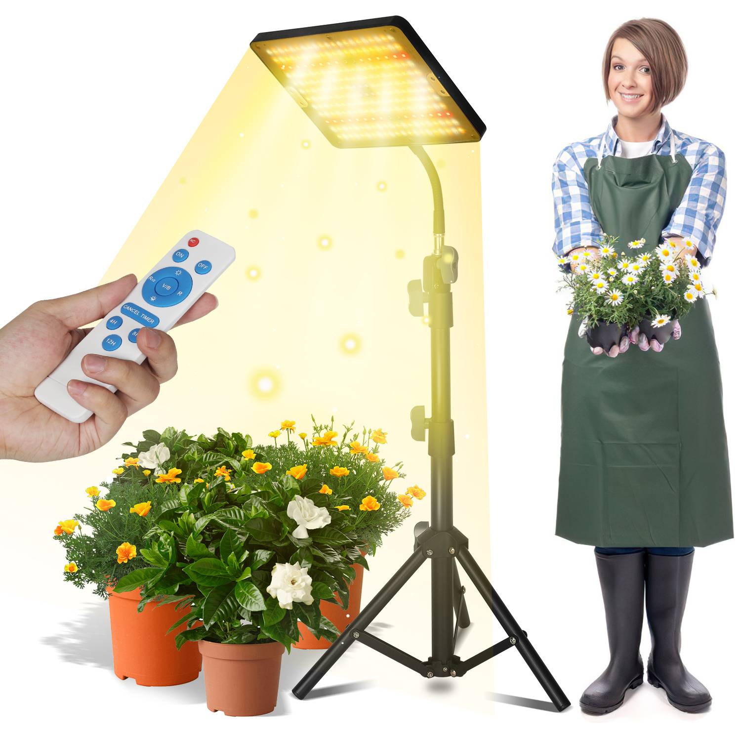 LED Pflanzenlampe mit Ständer, 25 Watt Vollspektrum Grow Lampe, 77-130cm Höhenverstellbare Pflanzenlicht mit Stativ für Zimmerpflanzen
