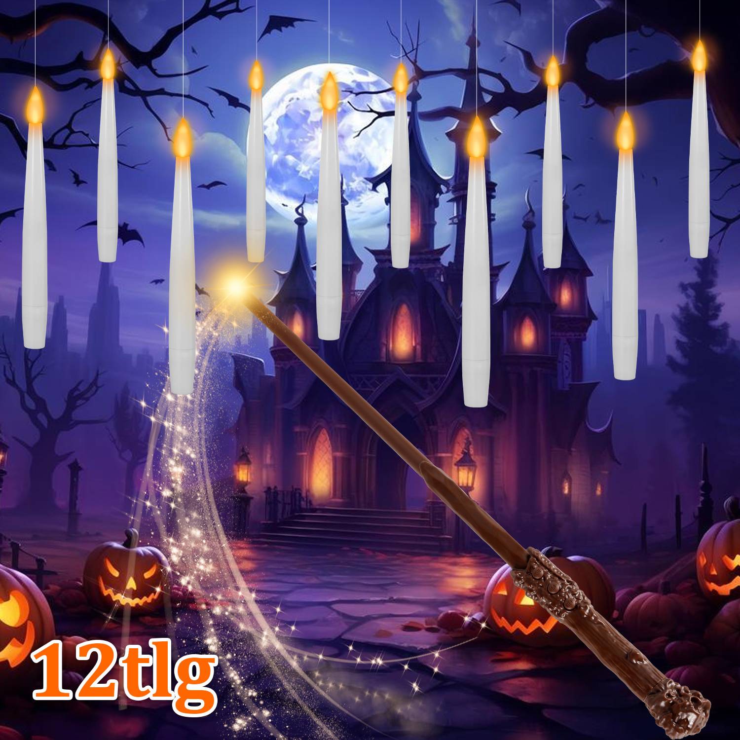 LED-Kerzen, 12 Stück Schwebende Kerzen, Flammenlose Led Kerzen mit Zauberstab Fernbedienung, Batteriebetriebene Kerze für Familie Hochzeit Party