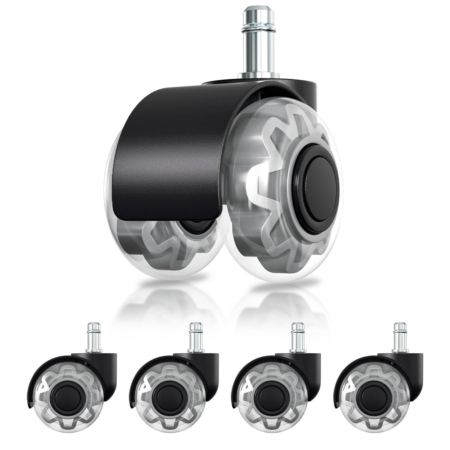 20x Hartbodenroller 11/50mm , auch für Weichboden,360° Bürostuhl Rollen Ersatzrollen,Ersatz Bürostuhlrollen Set in Schwarz