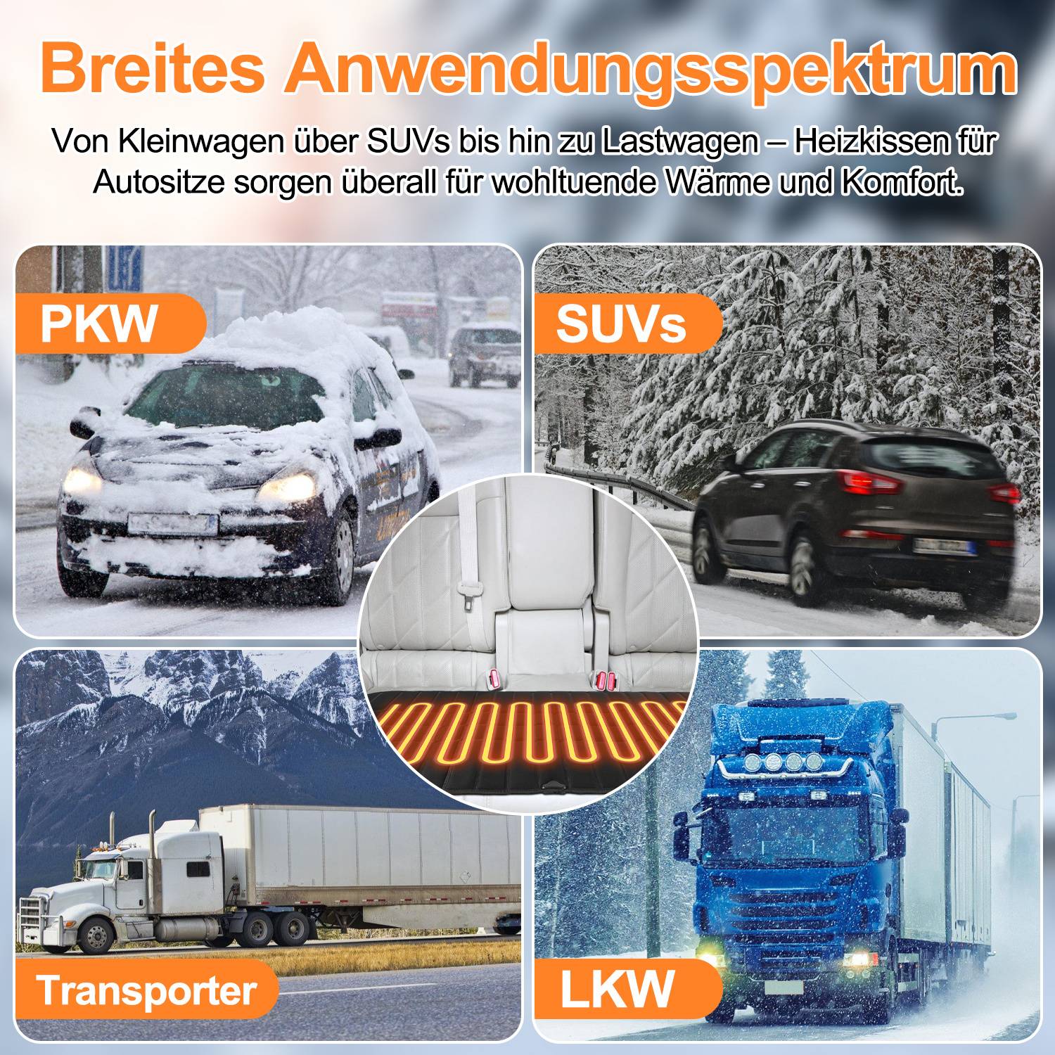 Sitzheizung 12V PKW KFZ getrennt carbonheizmatte Heizstufen Sitzheizung Schwarz Sitzauflage