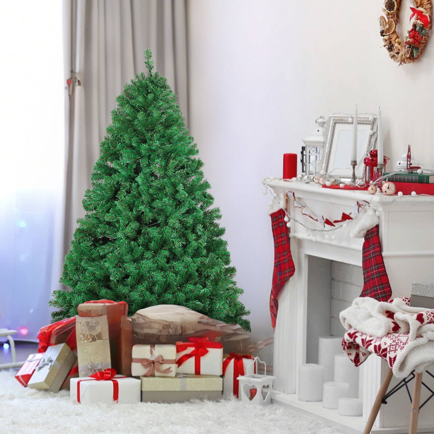 Künstlicher Weihnachtsbaum 120 cm Tannenbaum mit Ständer für Weihnachten-Dekoration Mehrweg Grün