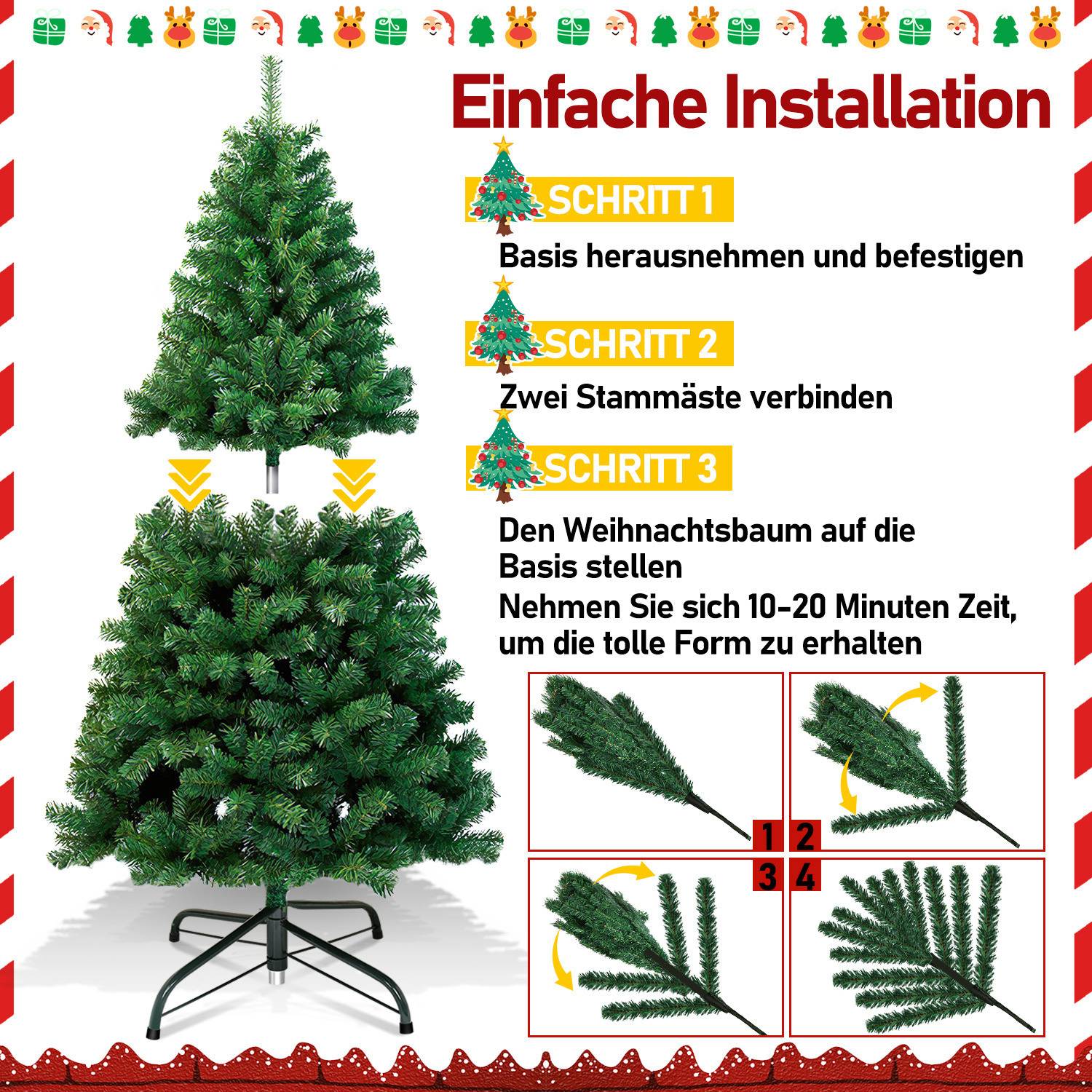 Künstlicher Weihnachtsbaum 150 cm Tannenbaum mit Ständer für Weihnachten-Dekoration Mehrweg Grün