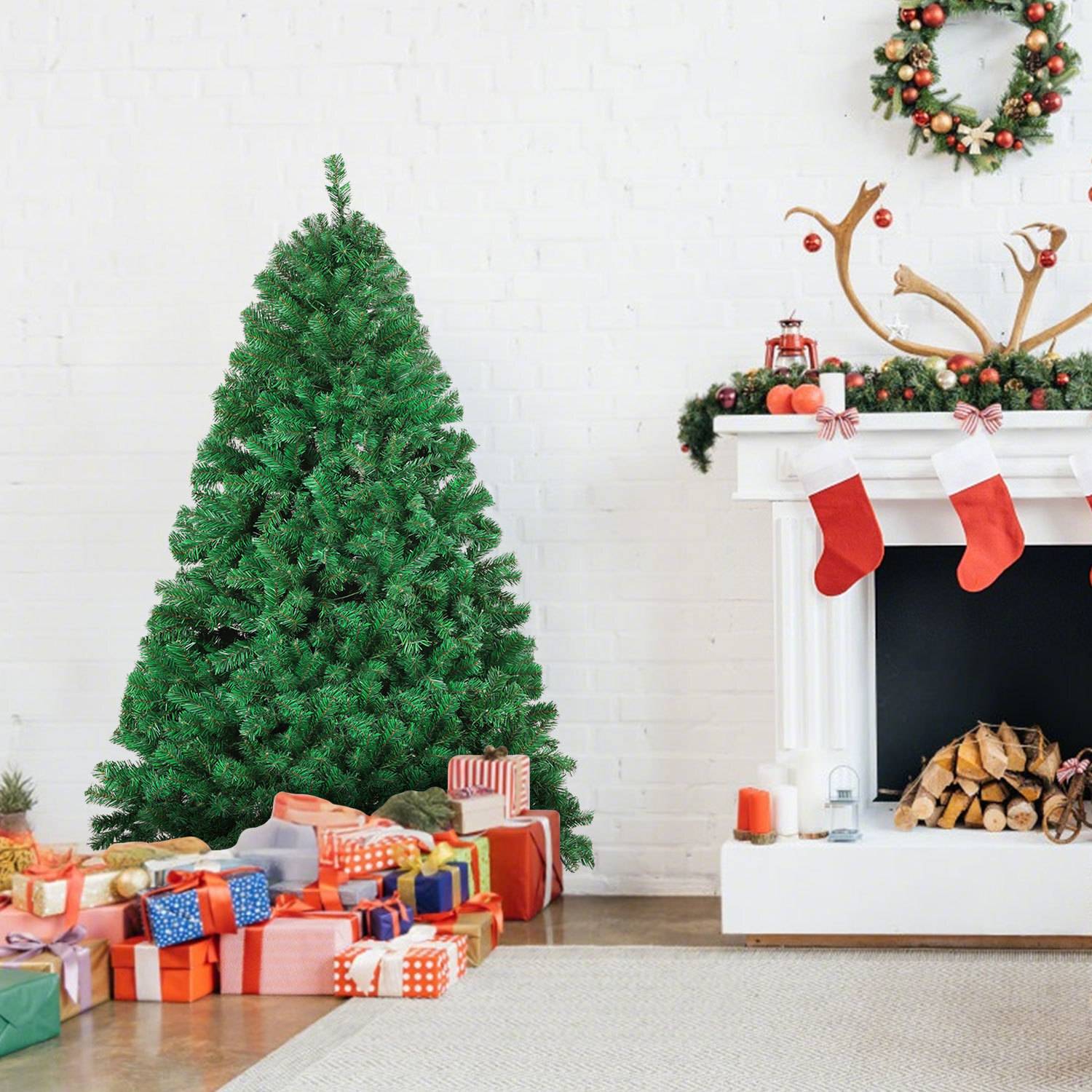 Künstlicher Weihnachtsbaum 180 cm Tannenbaum mit Ständer für Weihnachten-Dekoration Mehrweg Grün