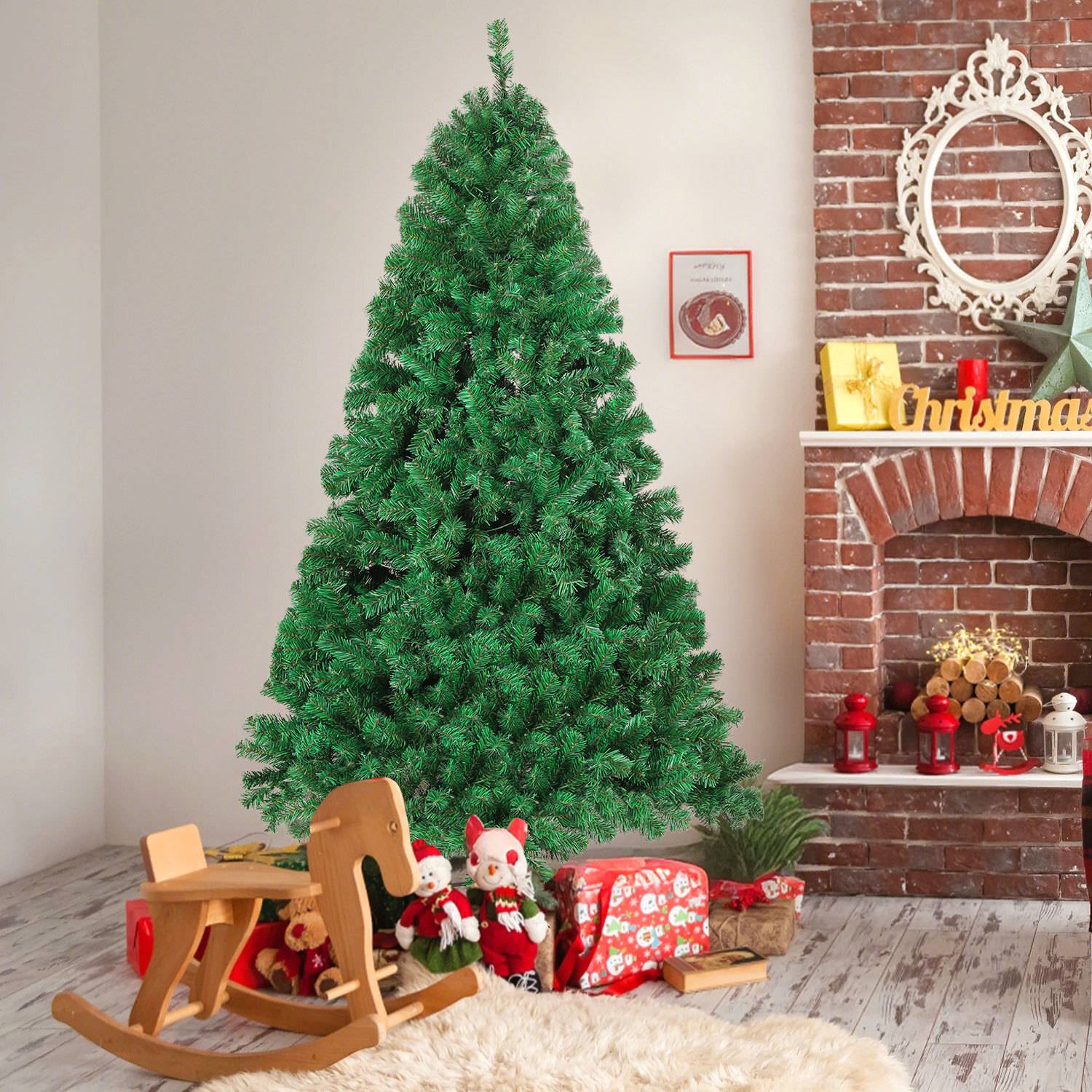 Künstlicher Weihnachtsbaum 210 cm Tannenbaum mit Ständer für Weihnachten-Dekoration Mehrweg Grün