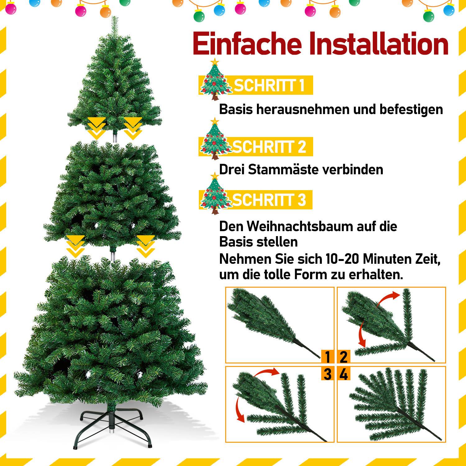 Künstlicher Weihnachtsbaum 210 cm Tannenbaum mit Ständer für Weihnachten-Dekoration Mehrweg Grün