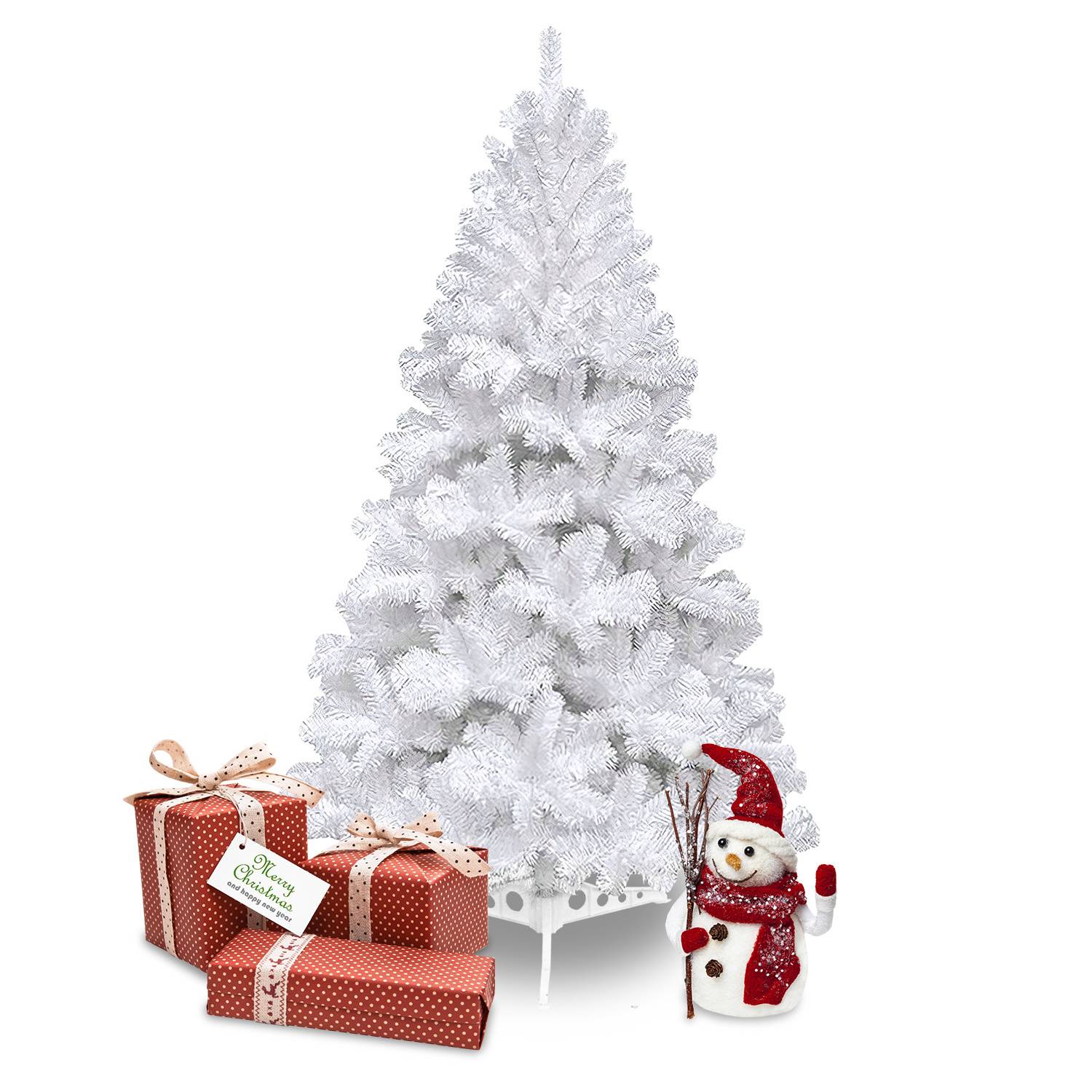 Künstlicher Weihnachtsbaum 120 cm Tannenbaum mit Ständer für Weihnachten-Dekoration Mehrweg Weiß