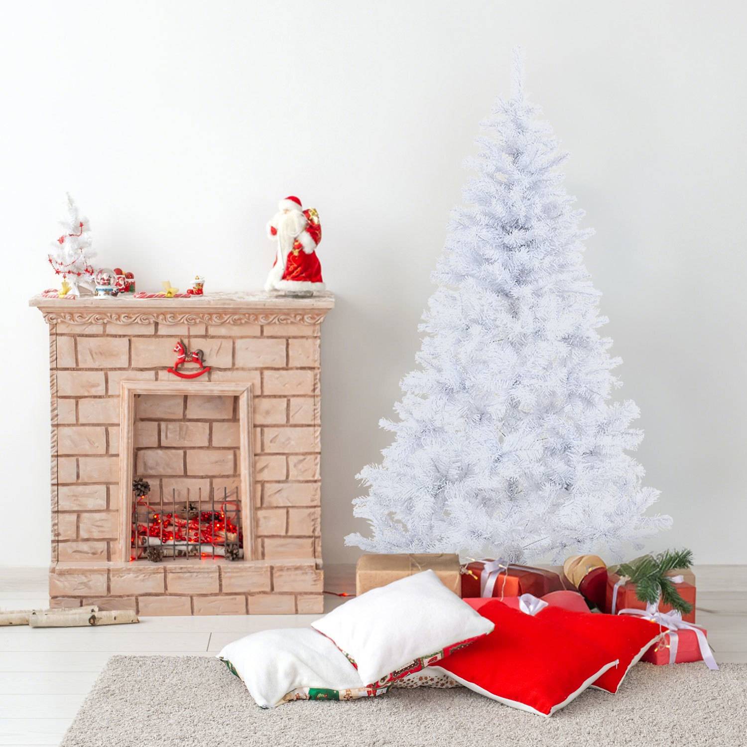 Künstlicher Weihnachtsbaum 120 cm Tannenbaum mit Ständer für Weihnachten-Dekoration Mehrweg Weiß