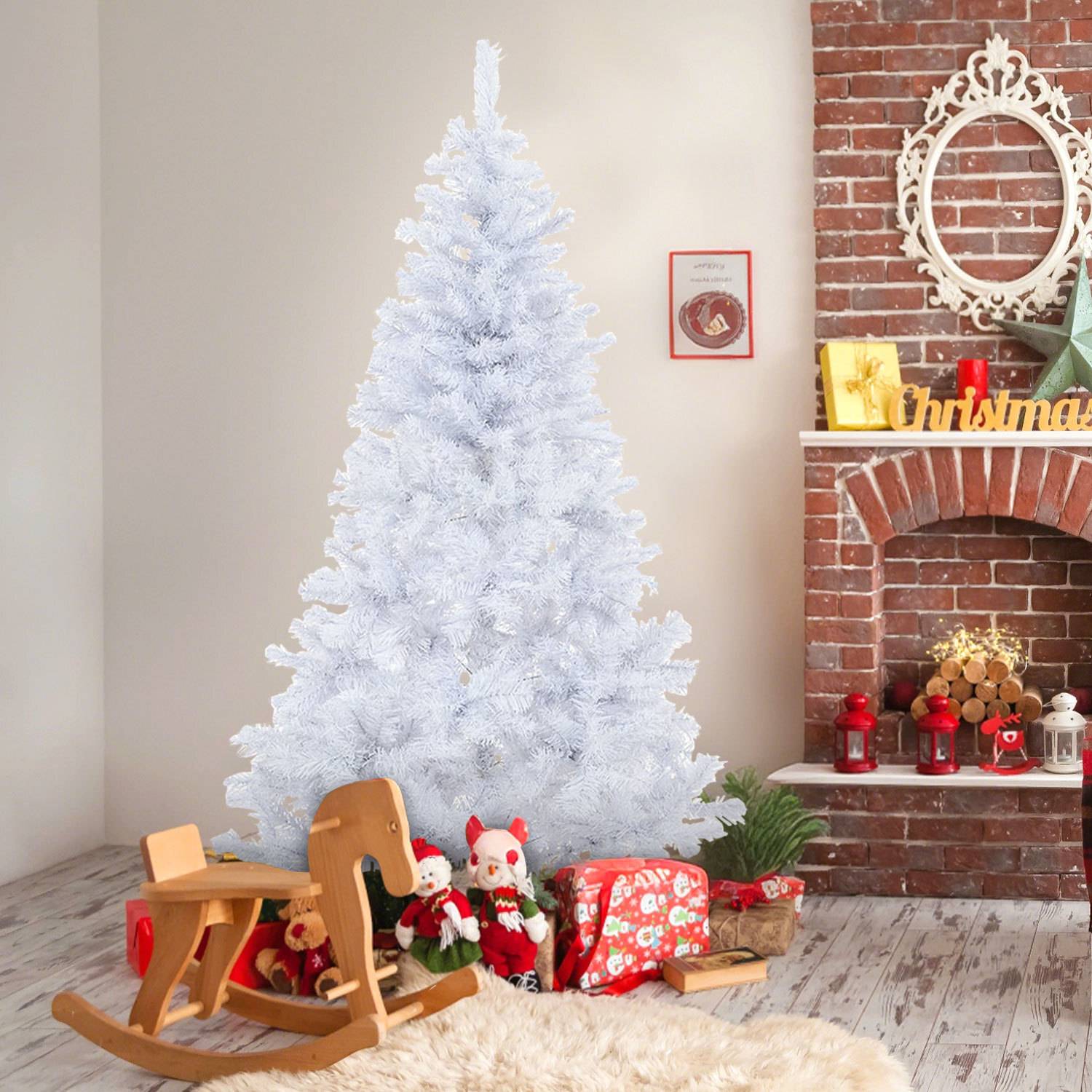 Künstlicher Weihnachtsbaum 210 cm Tannenbaum mit Ständer für Weihnachten-Dekoration Mehrweg Weiß