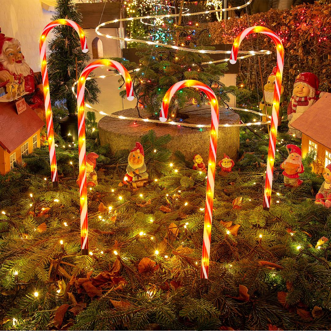 8er Set LED Zuckerstange Weihnachtsdeko Lichterkette mit Timerfunktion Weihnachtsbeleuchtung Leuchtstab Batteriebetrieben Zeitschaltuhr