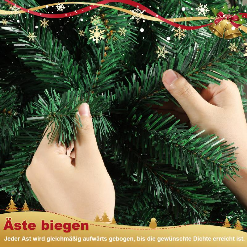 150cm Künstlicher Weihnachtsbaum, Tannenbaum mit Metallständer, Christbaum 400 Spitzen PVC Nadeln, Kunstbaum Weihnachten Klappsystem grün