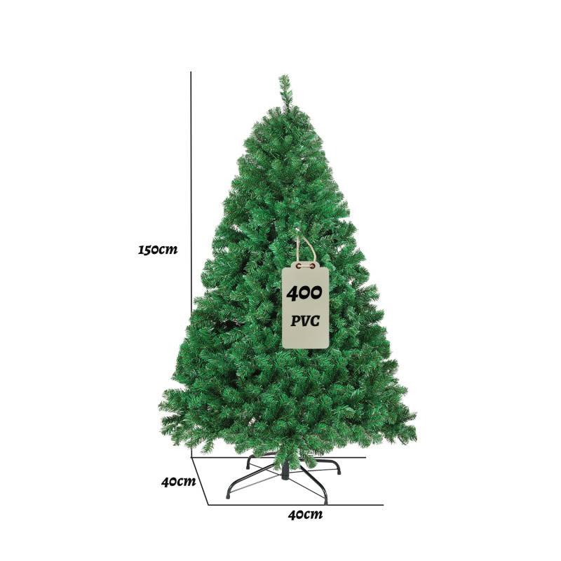 150cm Künstlicher Weihnachtsbaum, Tannenbaum mit Metallständer, Christbaum 400 Spitzen PVC Nadeln, Kunstbaum Weihnachten Klappsystem grün