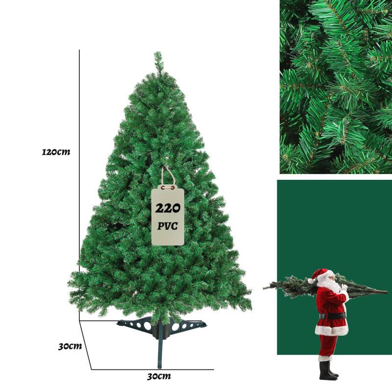 120cm Künstlicher Weihnachtsbaum, Tannenbaum mit Ständer, Christbaum 220 Spitzen PVC Nadeln, Kunstbaum Weihnachten Klappsystem grün