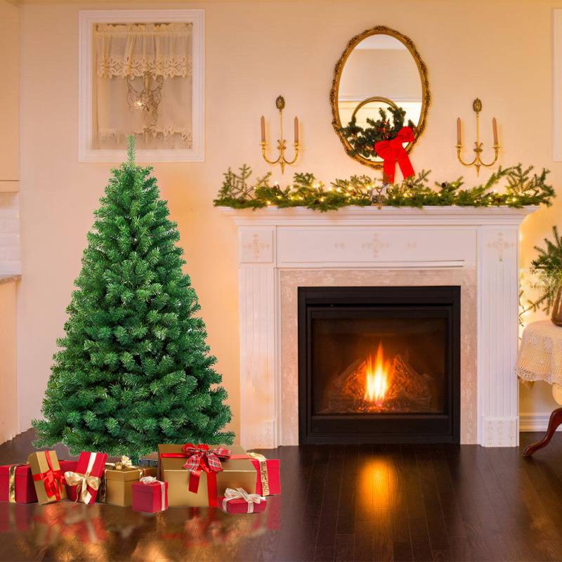 120cm Künstlicher Weihnachtsbaum, Tannenbaum mit Ständer, Christbaum 220 Spitzen PVC Nadeln, Kunstbaum Weihnachten Klappsystem grün