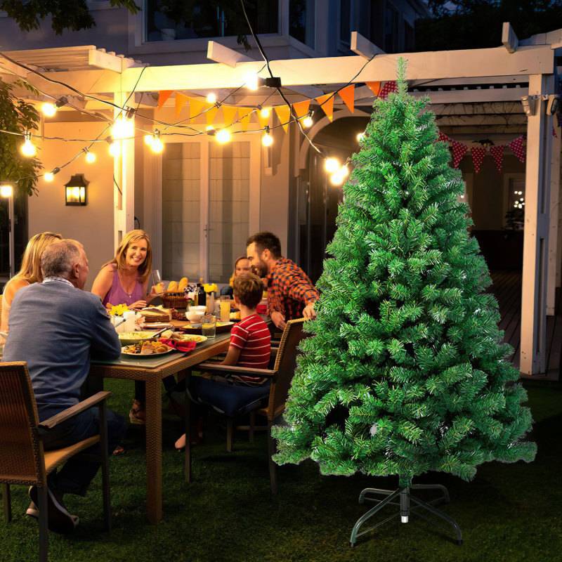 180cm Künstlicher Weihnachtsbaum, Tannenbaum mit Metallständer, Christbaum 770 Spitzen PVC Nadeln, Kunstbaum Weihnachten Klappsystem grün