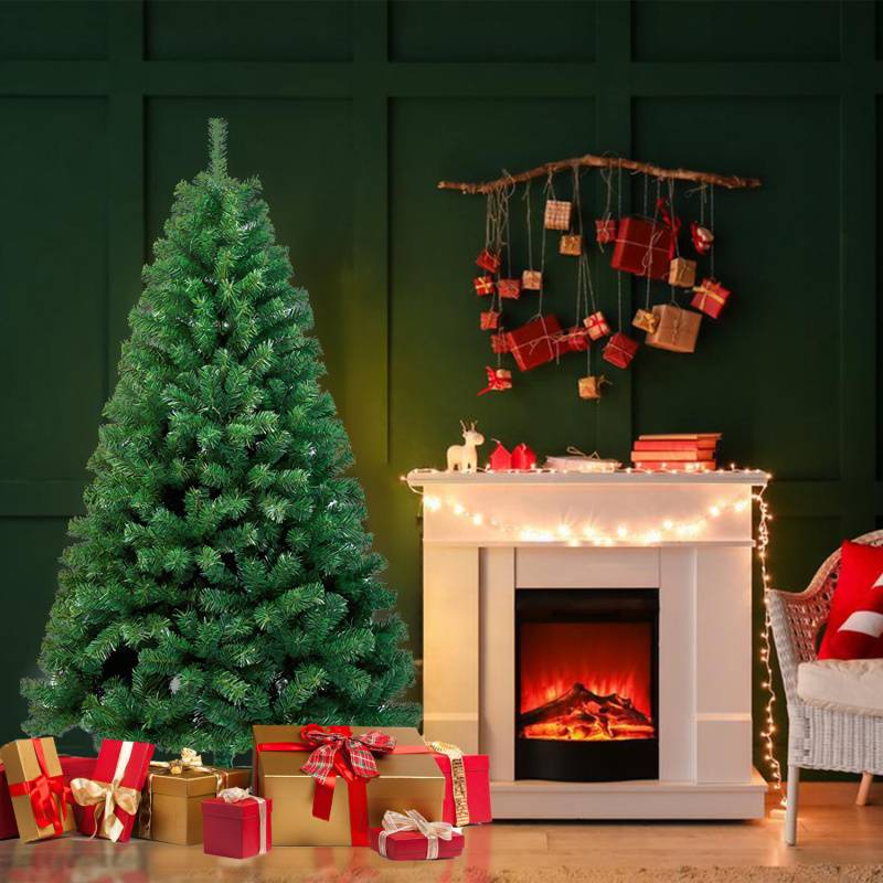 180cm Künstlicher Weihnachtsbaum, Tannenbaum mit Metallständer, Christbaum 770 Spitzen PVC Nadeln, Kunstbaum Weihnachten Klappsystem grün