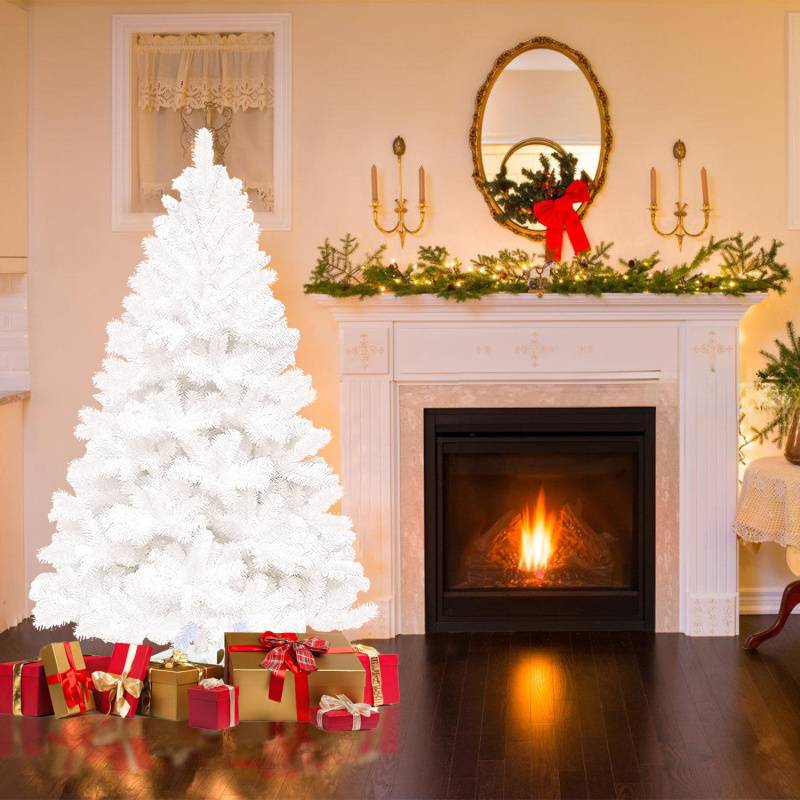 120cm Künstlicher Weihnachtsbaum, Tannenbaum mit Ständer, Christbaum 220 Spitzen PVC Nadeln, Kunstbaum Weihnachten Klappsystem weiß