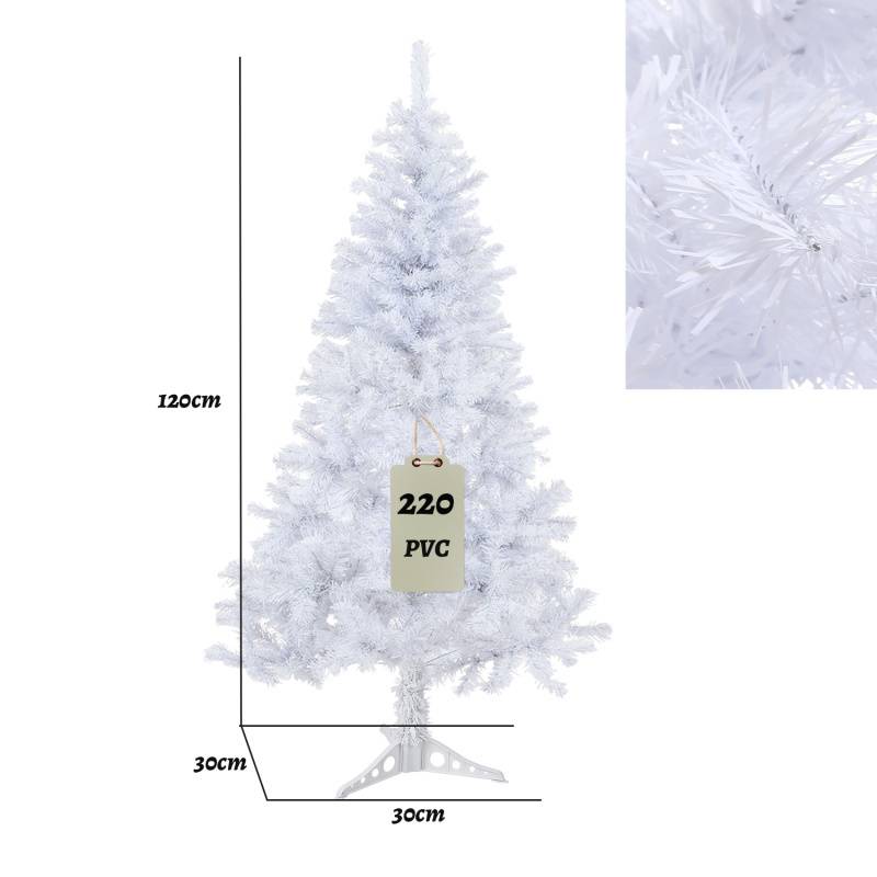 120cm Künstlicher Weihnachtsbaum Tannenbaum mit 220 Spitzen PVC Nadeln ständer & Klappsystem Christbaum weiß