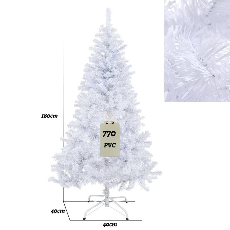 180cm Künstlicher Weihnachtsbaum Tannenbaum mit 770 Spitzen PVC Nadeln Metallständer & Klappsystem Christbaum weiß