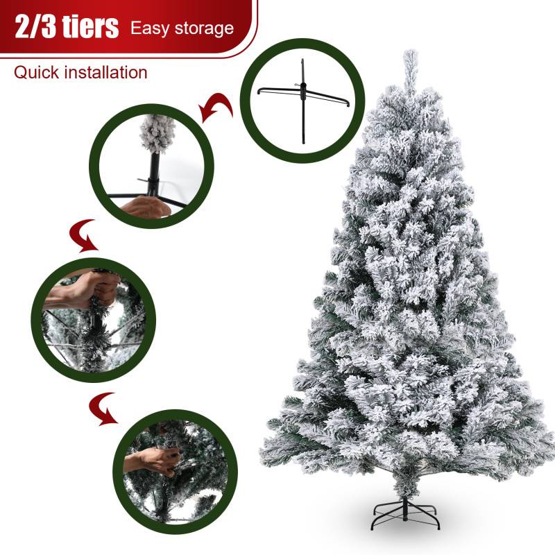 180cm Künstlicher Weihnachtsbaum mit Schnee inkl. 860 Spitzen PVC Nadeln, Metallständer, Tannenbaum, Christbaum