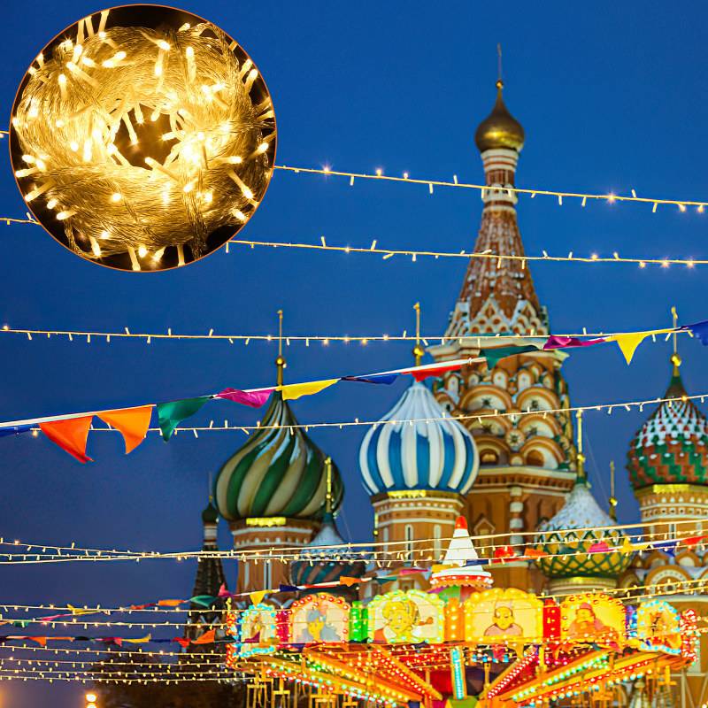20M 200 LED Lichterkette Warmweiß 8 Lichtmodi Lichterketten Party Garten Innen Deko Weihnachtsbeleuchtung