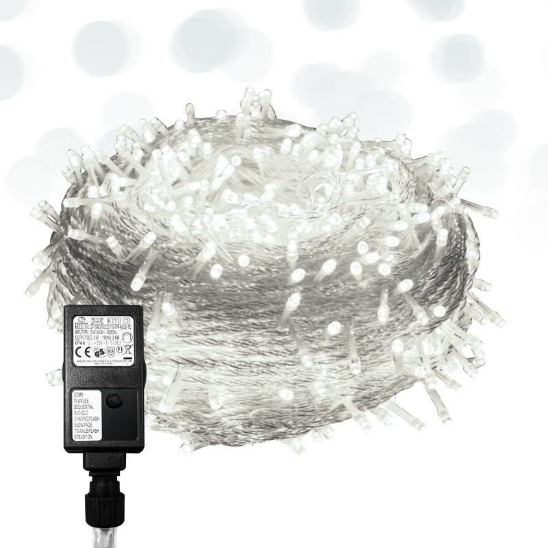 100M 500 LED Lichterkette Kaltweiß 8 Lichtmodi Lichterketten Party Garten Innen Deko Weihnachtsbeleuchtung