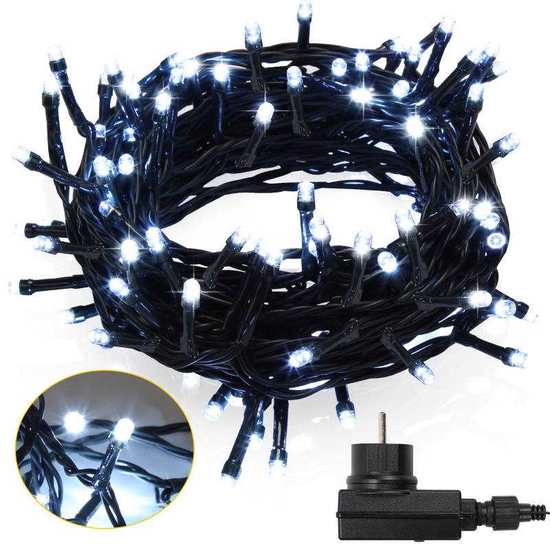 Lichterkette 20m 200LED 8 Lichtmodi Lichterketten für Party Weihnachten Hochzeit Deko, kaltweiß
