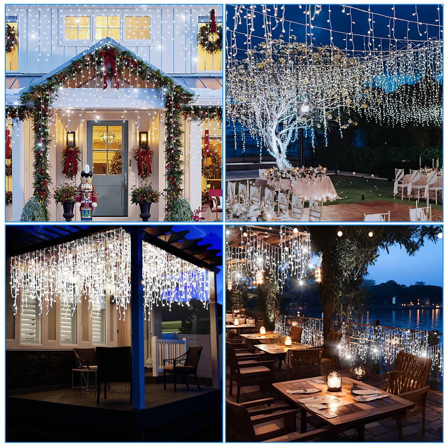 15M LED Solar Lichterkette Außen Wasserdicht LED Eisregen 600 LEDs Eiszapfen Lichtervorhang mit Fernbedienung Innen Outdoor Garten Deko Kaltweiß