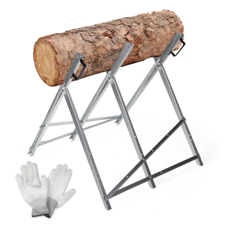 Sägebock verzinkt klappbar, 79.5x82x80 cm, mit 3 Haltern und Zahnung, bis 150 kg, Sägehilfe