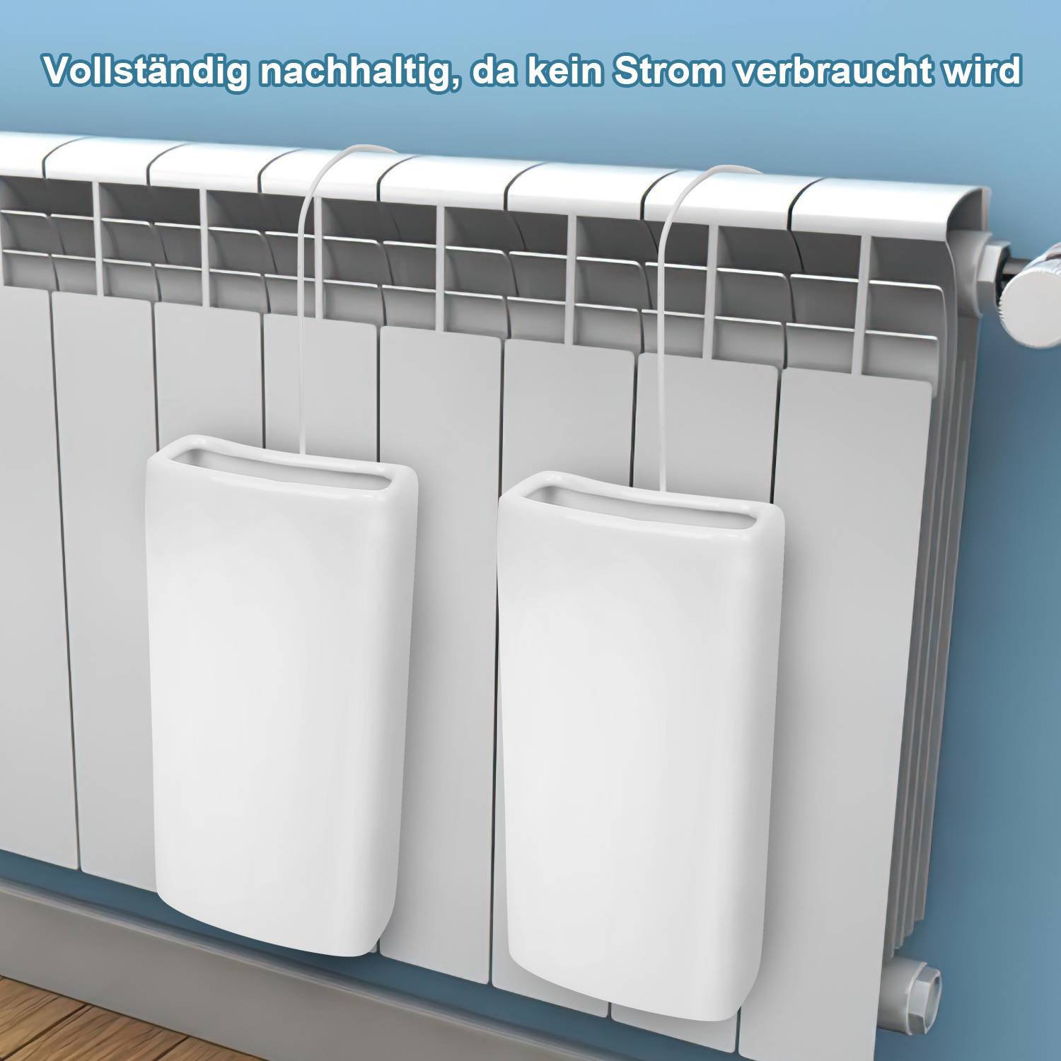 Luftbefeuchter für Heizkörper aus Keramik - 4er Set mit flexiblen Aufhängehaken - Energieeffizient & optimale Luftfeuchtigkeit - Schnelle Verdunstu