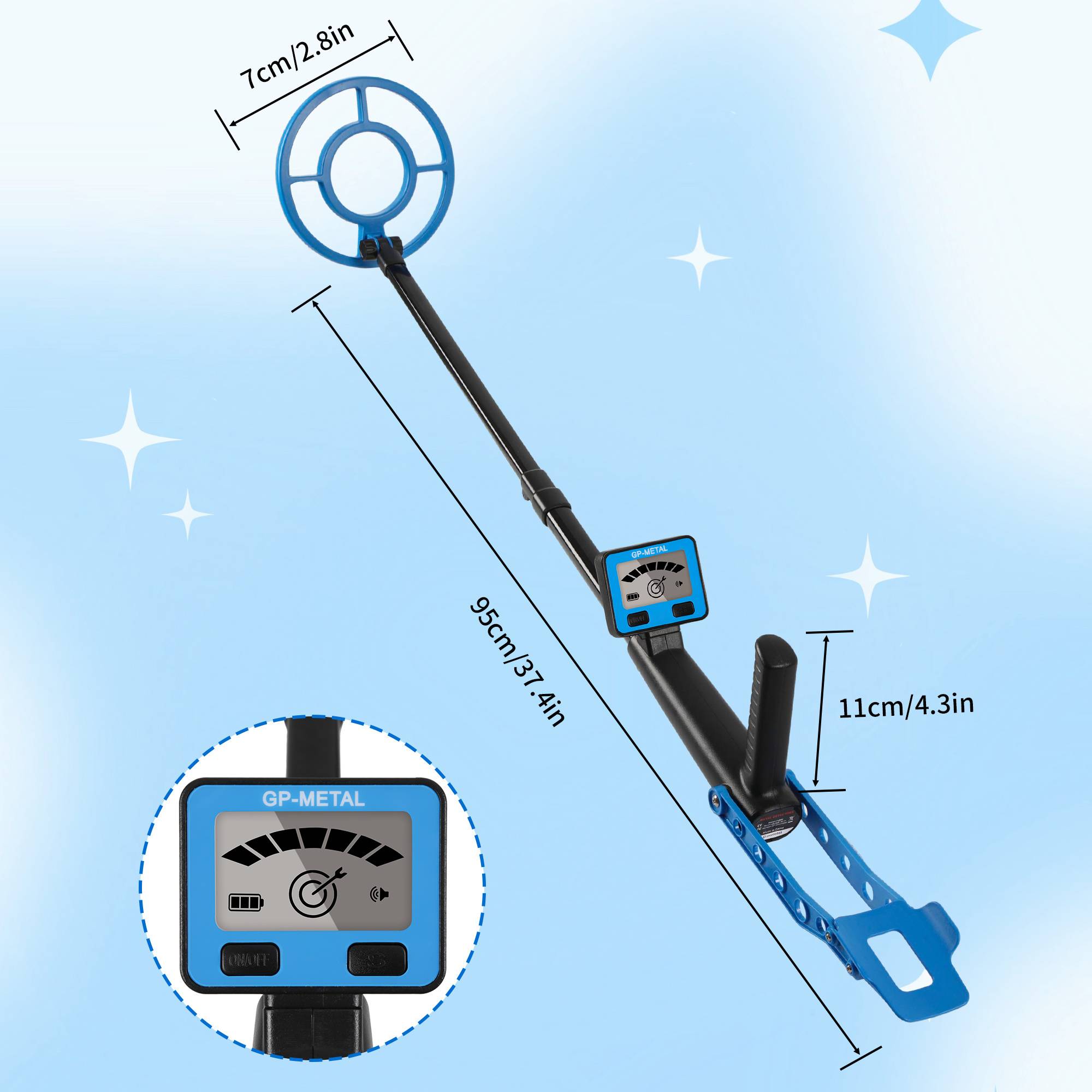 Metalldetektor Kit für Erwachsene Multifunktionaler Profi-Detektor Metallsuchgerät wasserdichte Spule für Größere Tiefe, mit Schaufel und Traget