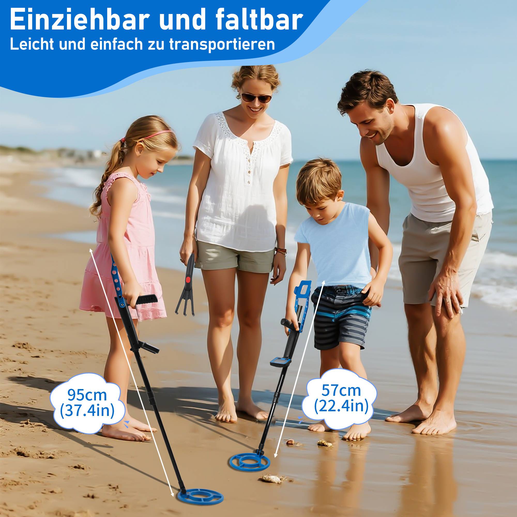 Metalldetektor Kit für Erwachsene Multifunktionaler Profi-Detektor Metallsuchgerät wasserdichte Spule für Größere Tiefe, mit Schaufel und Traget