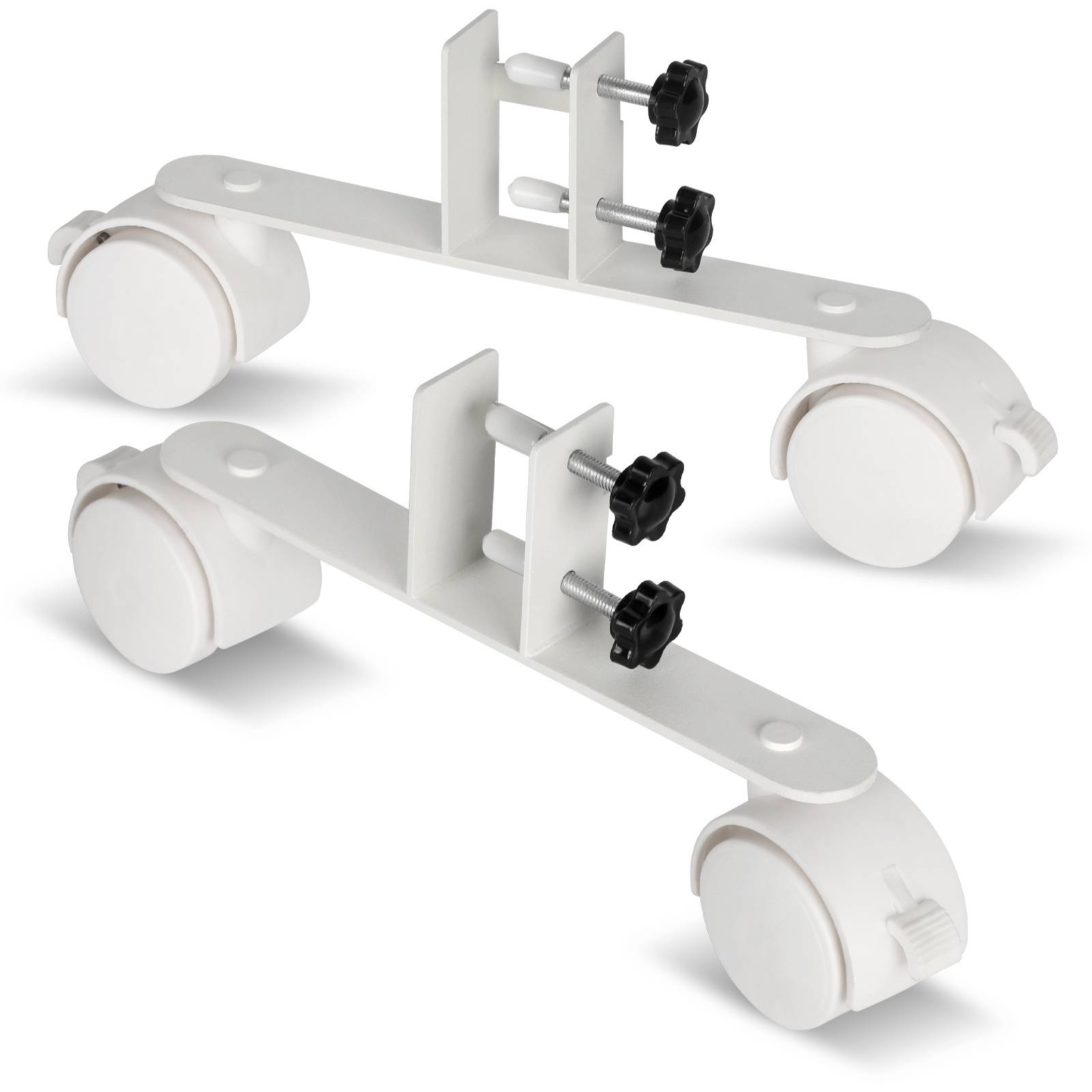 4x Standfüße mit Rollen für Infrarotheizungen Geeignet für Heizgeräte mit einer Dicke von weniger als 3,5 cm, Metall, weiß