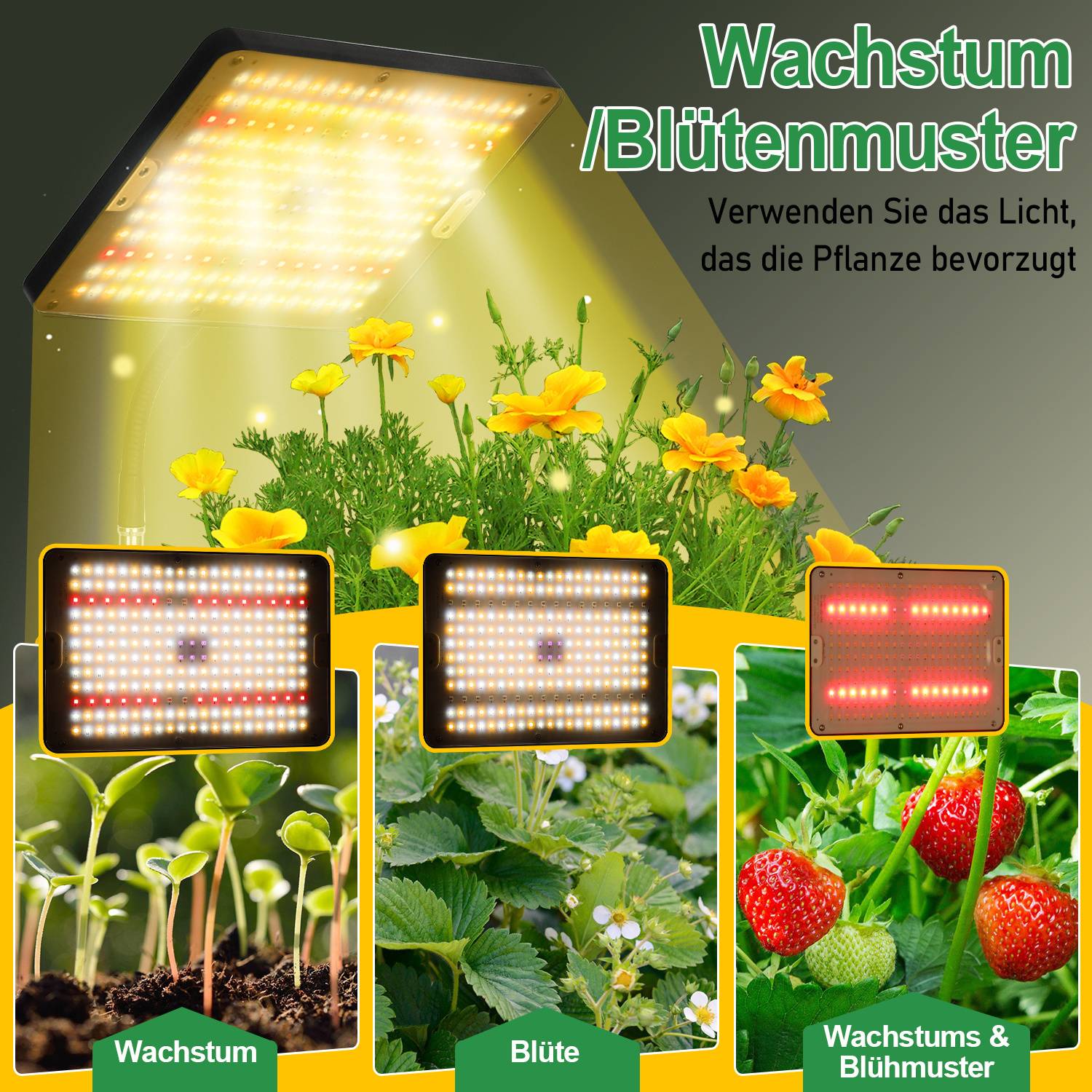 Pflanzenlampe LED, UV-IR Vollspektrum Pflanzenlicht für Zimmerpflanzen, Pflanzenleuchte with 10 Dimmable Brightness, Wachstumslampe für Blumen Ge