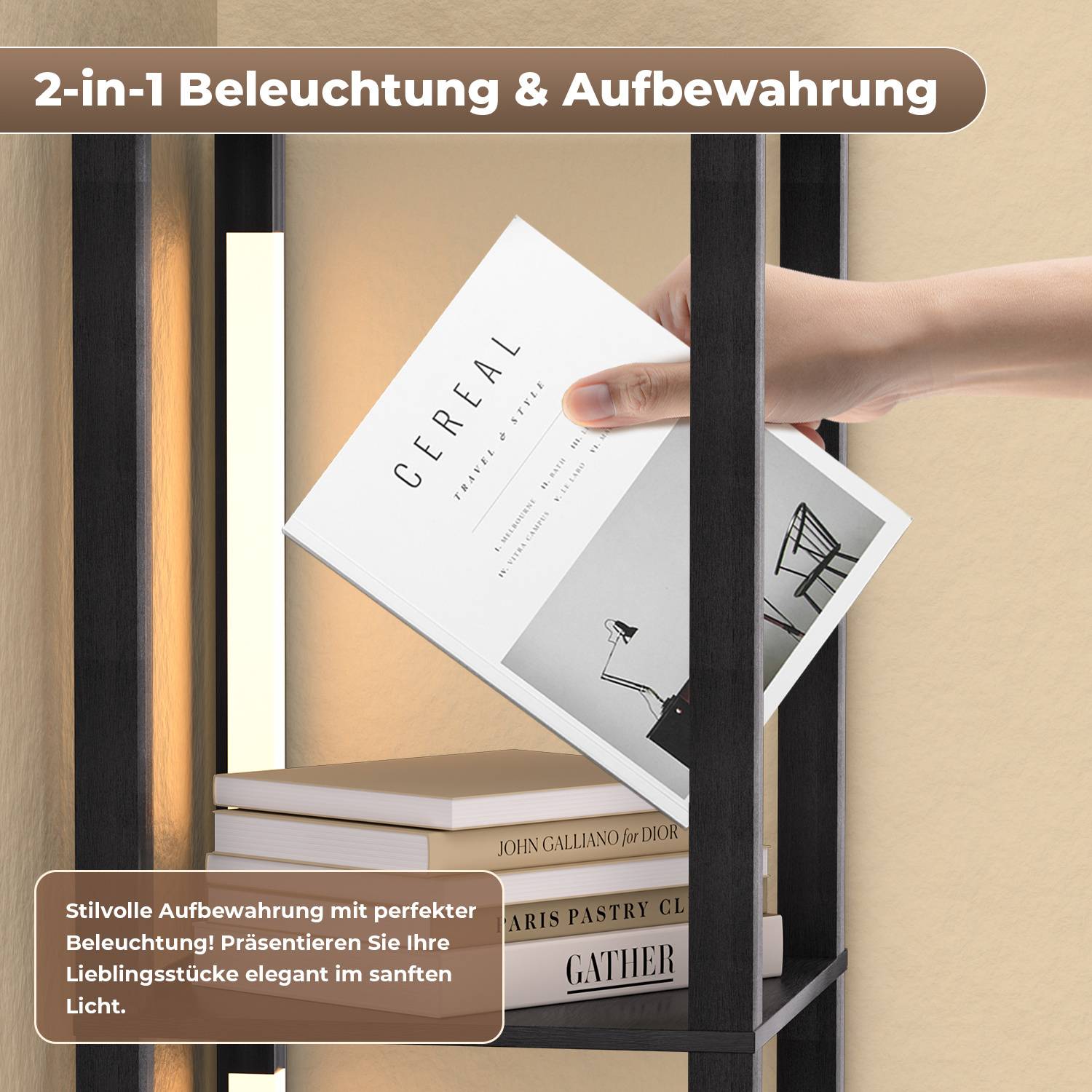 4 Ebene Stehlampe Stehleuchte Standleuchte standlampe Bodenlampe, Innenbeleuchtung für Schlafzimmer Wohnzimmer Holz Regal Schwarz 163cm,Eckregal