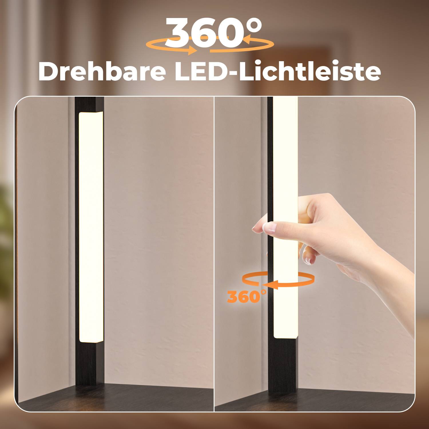 4 Ebene Stehlampe Stehleuchte Standleuchte standlampe Bodenlampe, Innenbeleuchtung für Schlafzimmer Wohnzimmer Holz Regal Schwarz 163cm